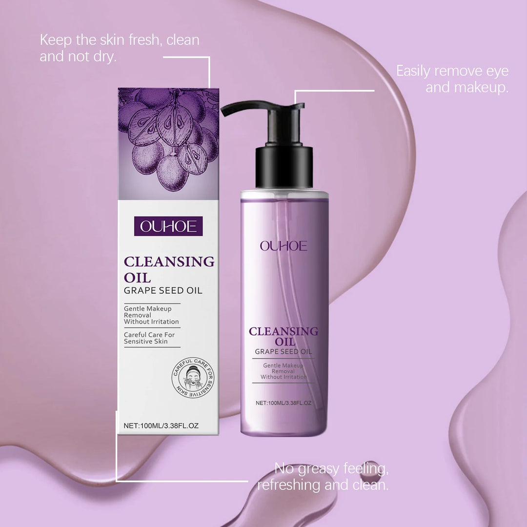 Grape Seed Cleansing Oil Nourish Moisturizing Face Smooth Soothe Dissolve Remove Makeup Not Irritaing Lightweight Cleansing Oil