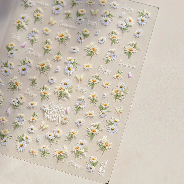 Lace Garden Bowknot Bow Tie Rose Flower Petal Pearl Irregular Border Self Adhesive 5D Nail Art Decoration Sticker Manicure Decal