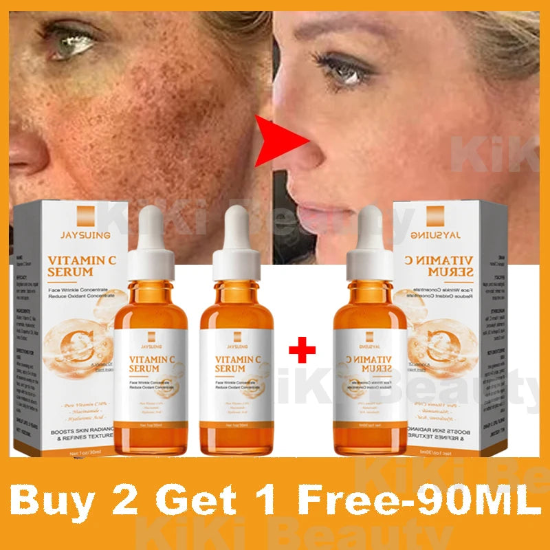 Vitamin C Whitening Serum Effective Remove Dark Spots Freckles Fade Melanin Anti-Wrinkle Brightening Nourishing Face Skin Care