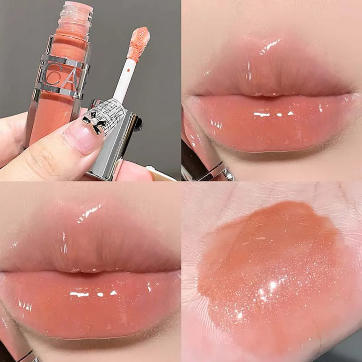 Peach Pink Jelly Water Light Glass Gloss Lip Gloss Lasting Non-stick Waterproof Lip Plumping Moisturizing Lipgloss Korean Makeup