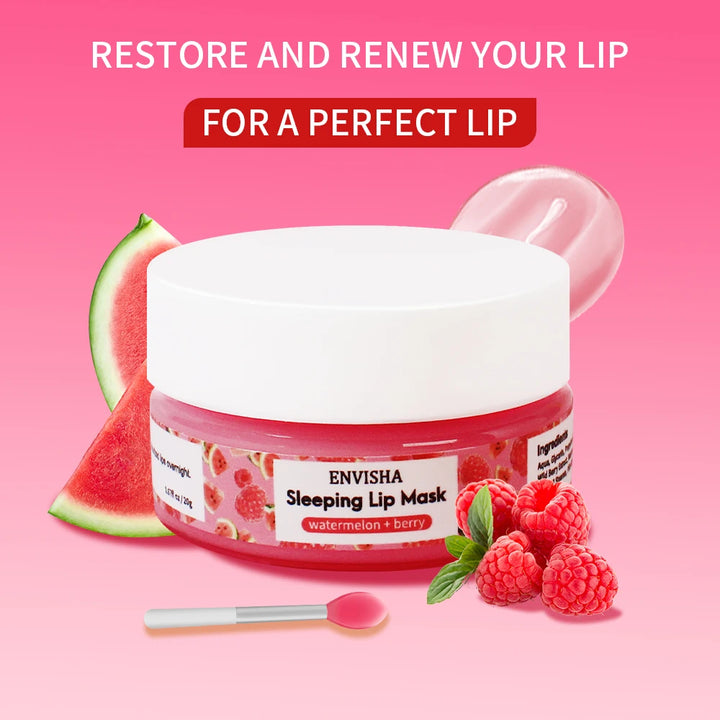 ENVISHA Watermelon Lip Sleep Mask Night Sleeping Maintenance Moisturizing Fade Lines Nourishing Balm Skin Care Beauty Health 20g