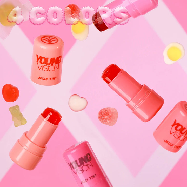 YOUNG VISION Multi-Color Jelly Blush Stick Q Pinberry Lip Dye Stick for Lip and Cheek Natural and Easy Tinting Lip Gloss Stick