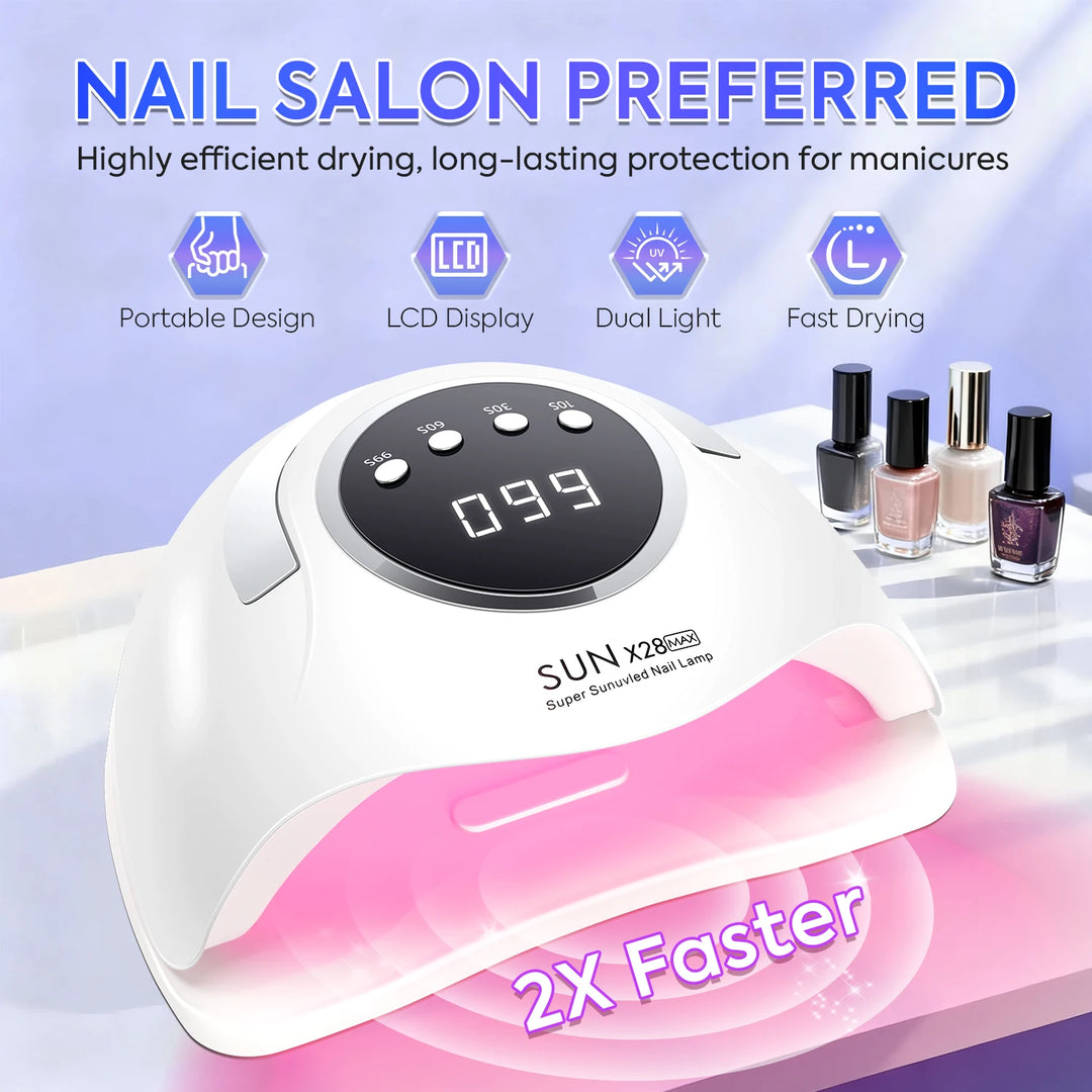 380W UV LED Nail Dryer Machine For Nails 90LEDs Gel Polish Curing Manicure Lamp With Handle Red Lights Nail Lamp For Salon