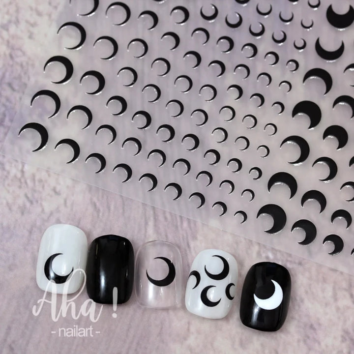 3D Nail Art Stickers  Translucence Moon/Star/Cloud Ultra-thin Nail Decals 3d Self-Adhesive White Cloud Moon Star Kawaii Sliders