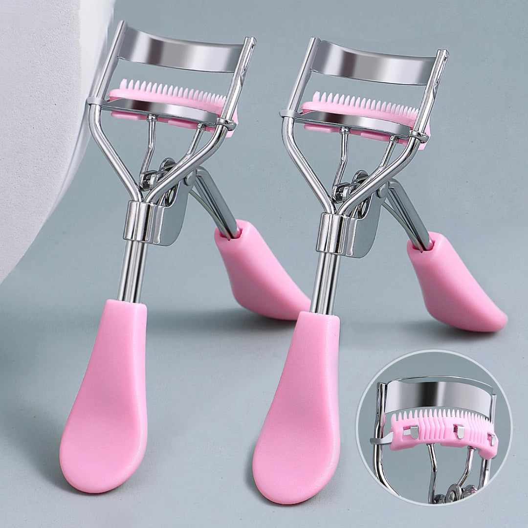 2 classic comb eyelash curlers with a variety of colors to choose from, stainless steel eyelash curling lasting artifact.