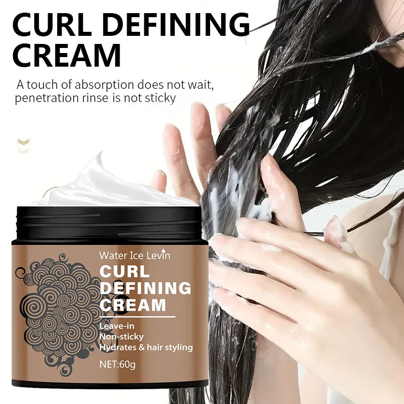 60g Curly Hair Styling Cream - Moisturizing Hair Styling Cream Suitable for Normal Hair, Men and Women, Easy to Use and Carry with Plant Formula