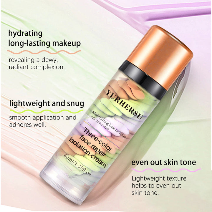 Tri-Color Isolation Primer Moisturizing Concealer Long-Lasting Skin Tone Correcting