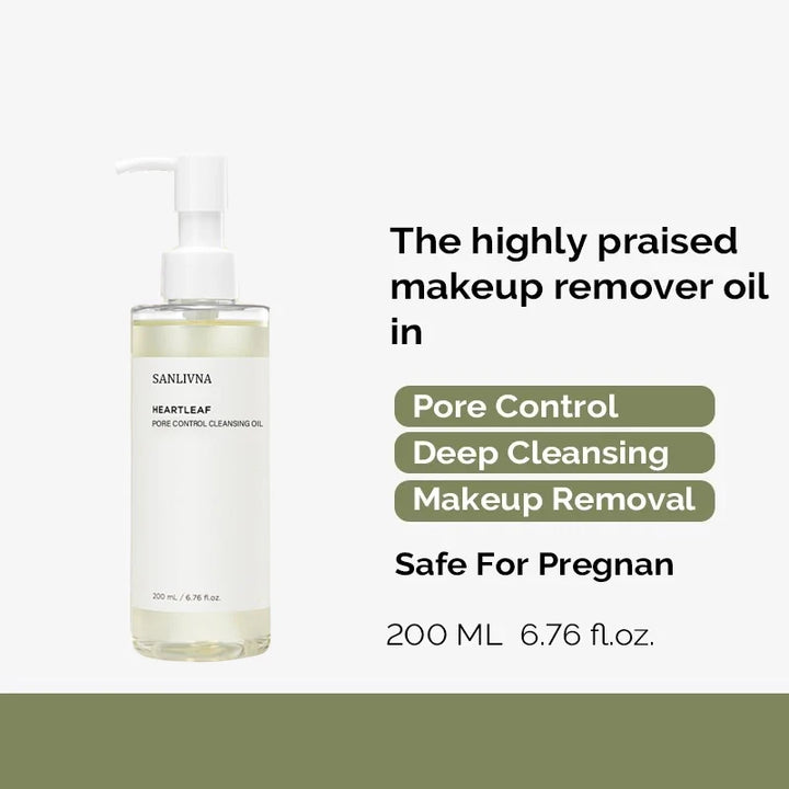 Heartleaf Pore Control Cleansing Oil Facial Makeup Remover Moisturizing, Face Cleansing Impurities, Moisturizing Skin