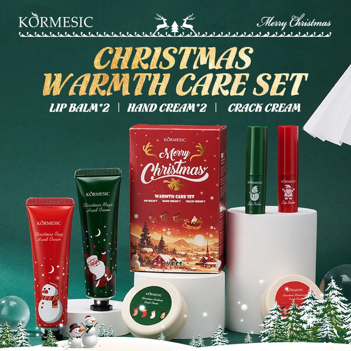 Christmas Moisturizing Gift Set - Hand Cream and Lip Balm, Hydrating Skin Care, Festive Present for Her, Family & Friends