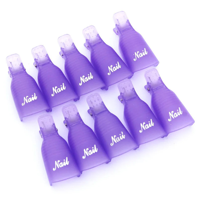 10Pcs Professional Plastic Pink/White Nail Art Soak Off Cap Clip 5*2cm*10Pcs UV Gel Polish Remover Wraps Remover Clips Cleaner