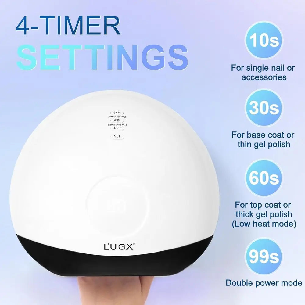L'UGX 56W UV LED Nail Lamp Nail Dryer or Gel Polish, UV Light Curing Lamp with 4 Timer, Perect or Manicure and Pedicure
