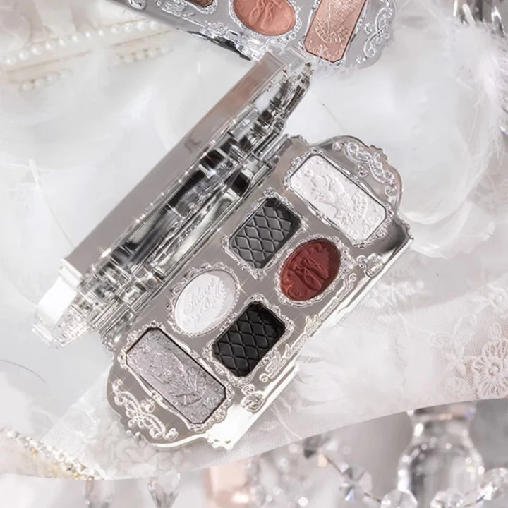 Flower Knows black Swan Ballet Eyeshadow Palette Matte Fine Shimmer Pearl Face Palette 6 Colour Glitter Eye Shadow