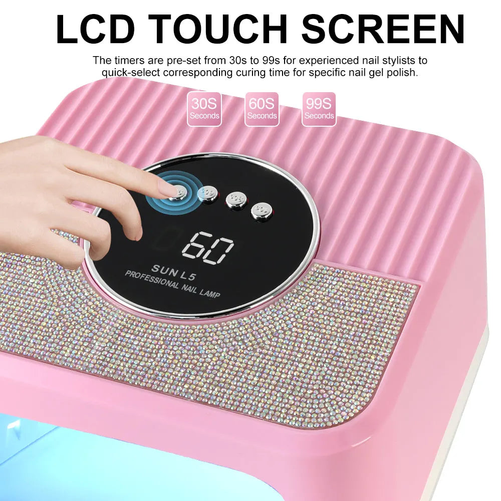 Professional 45LED UV Nail Dryer Lamp with LCD Smart Screen Gel Curing Drying Lamp Removable Base Pedicure Tool