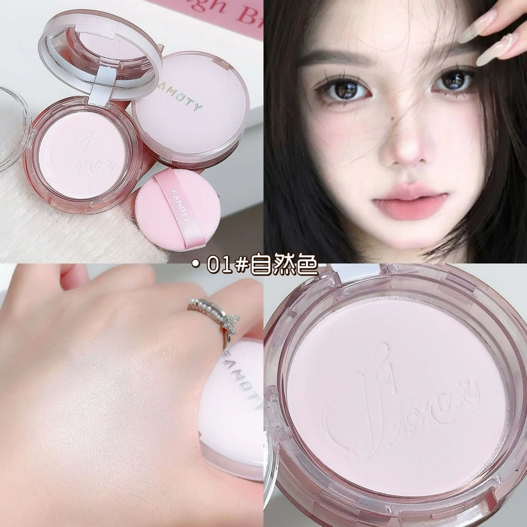 1Pc Matte Oil Control Pressed Powder Waterproof Concealer Pressed Setting Powder Lasting High Gloss Brighten Face Korean Makeup