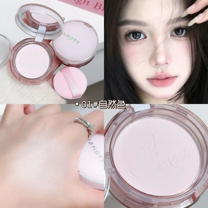 1Pc Matte Oil Control Pressed Powder Waterproof Concealer Pressed Setting Powder Lasting High Gloss Brighten Face Korean Makeup