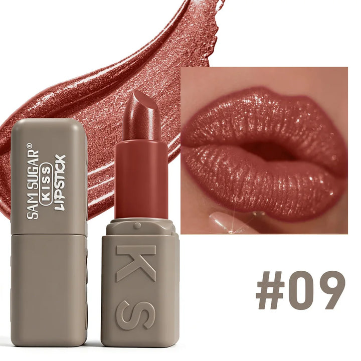 12 Colors Velvet Pearl Shimmer Lipstick, Metallic Sparkle Glitter Lip Makeup, Long Lasting Moisturizing Matte Lipstick