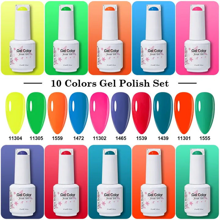 Clou Beaute 10/12/20/24pcs Gel Nail Polish Set Color 15ml White Glass Bottle Nail Art Kit Semi Permanent Gellack Nail Varnish
