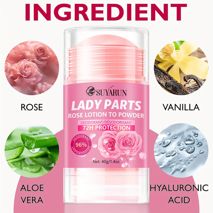 SUYARUN Women's Rose Deodorant Stick Natural Odor Control for Hands Feet Armpits - Long-Lasting Freshness Anti-Perspirant.