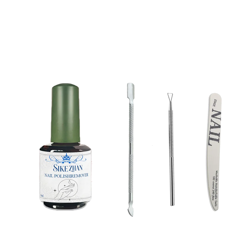 Fast Gel Nail Polish Remover Set: No Soak-Off Magic Burst Remover with Stainless Steel Cuticle Tools & File, 3-5 Mins Removal