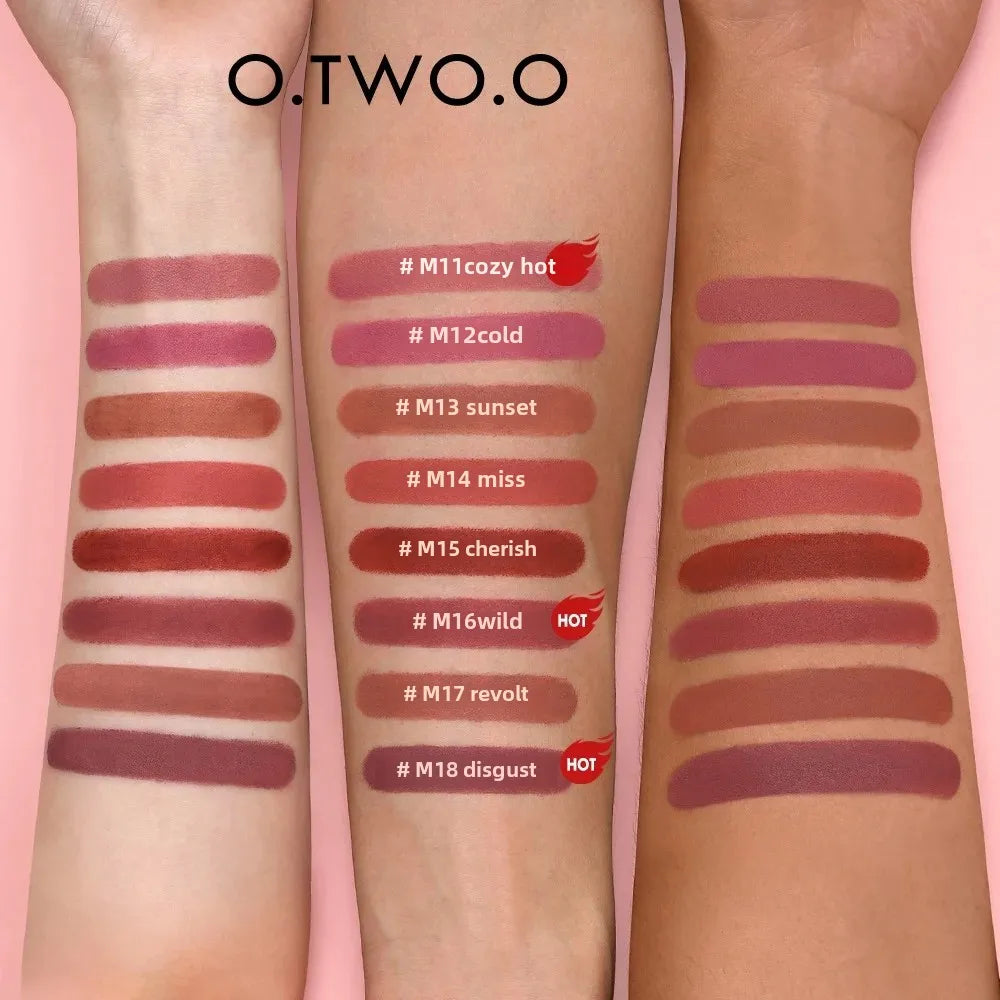 O.TWO.O Matte Lipstick Long Lasting Waterproof Lip Stick Smudge-free Classic Highly Pigmented Velvet Finish Lip Tint Makeup