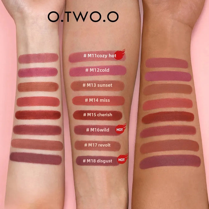 O.TWO.O Matte Lipstick Long Lasting Waterproof Lip Stick Smudge-free Classic Highly Pigmented Velvet Finish Lip Tint Makeup