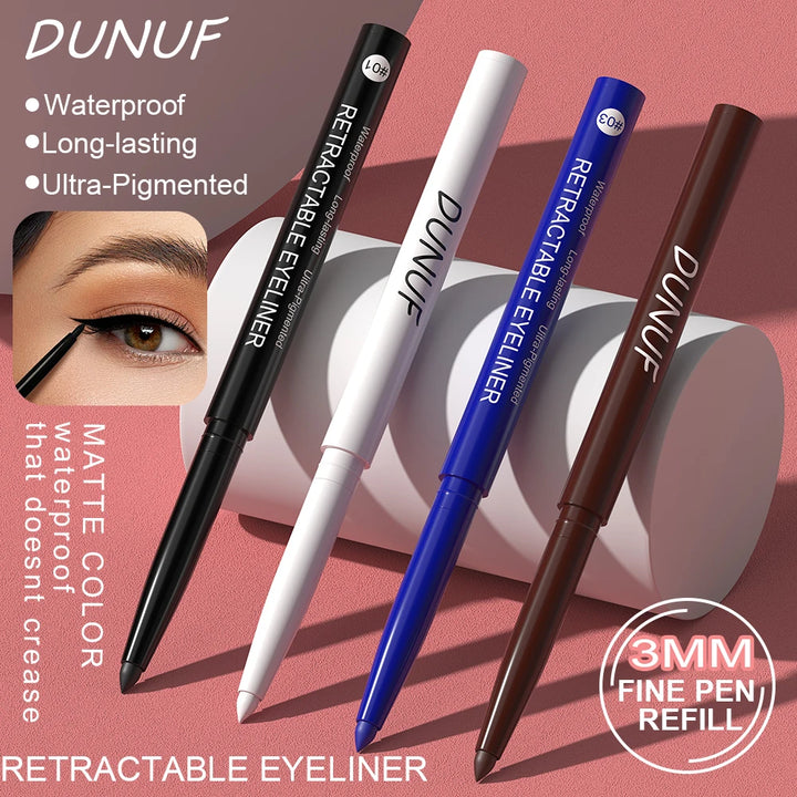 DUNUF 4 Pcs Durable Waterproof Eyeliner Pencil Non-smudging Soft Easy to Operate Sweat-proof and Easy to Color Beginner Friendly