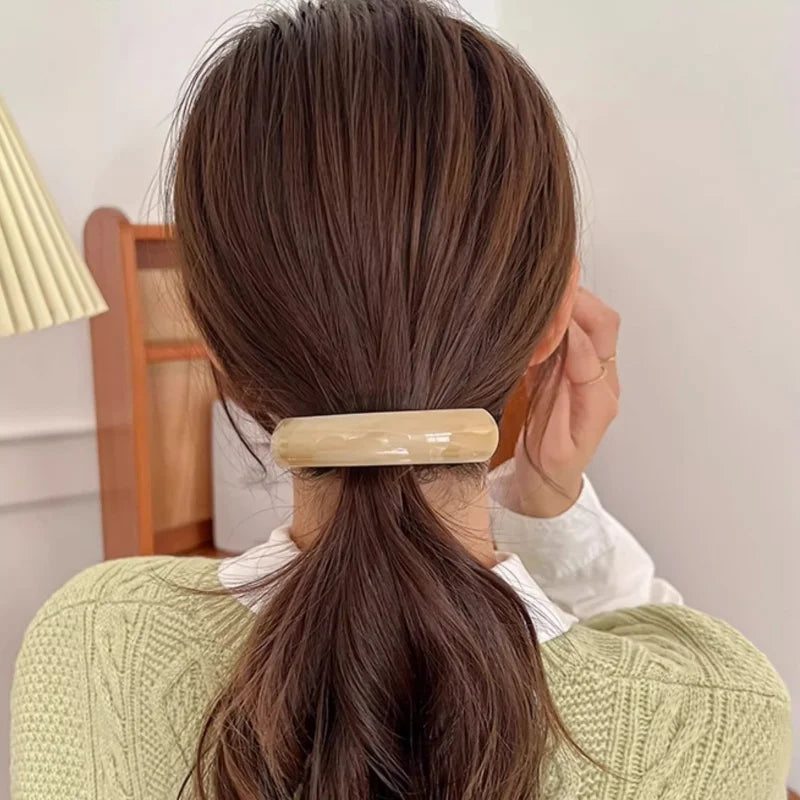 Acetate Hair Clips For Women French Style Curve Barrette Clip Beige Green Brown Hairpin For Thin & Thick Hair Non-slip Accessory