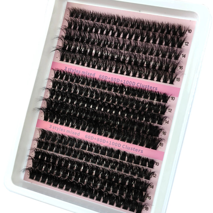 New 15Rows DIY 5D Fluffy Lash Clusters 60D-200D Thick Eyelash Clusters Wispy Individual Lashes 10-20mm Cluster Eyelash Extension