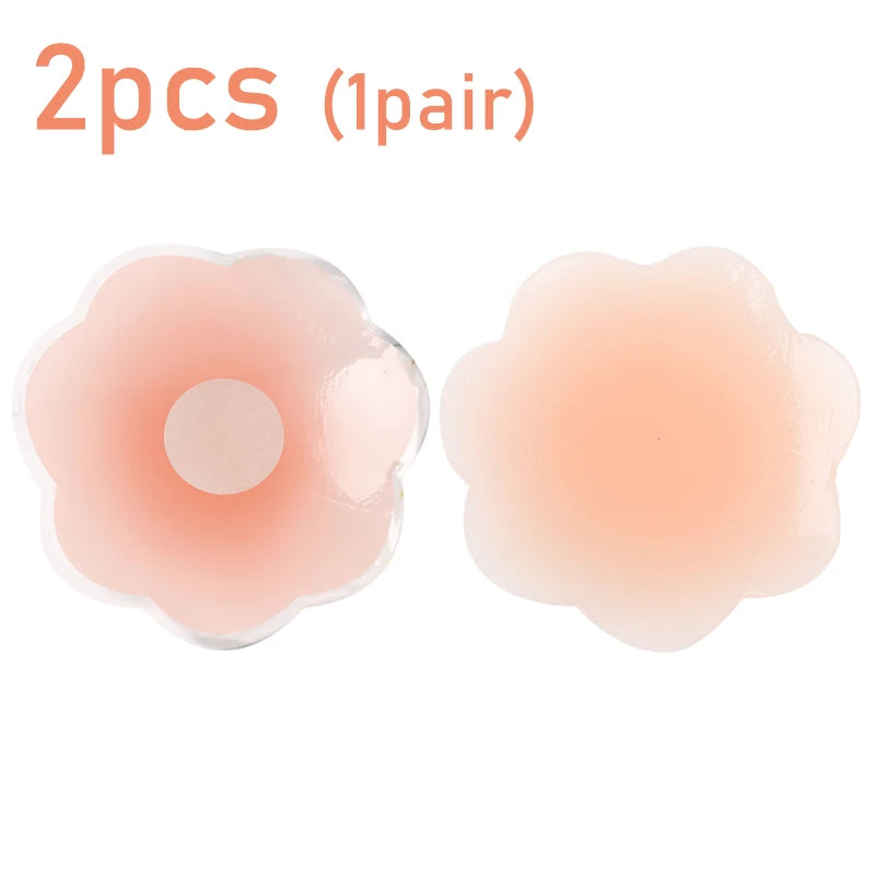 With Box Silicone Nipple Cover Reusable for Women Breast Petals Lift Invisible Bra Pasties Adhesive Bra Pads Sticker Patch