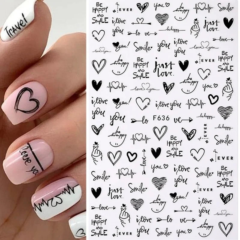Nail Art Stickers Woman Girl Sexy Sticker Body Press on Nail Slider Black White Decal Decoration Nail Design Accessories Wraps