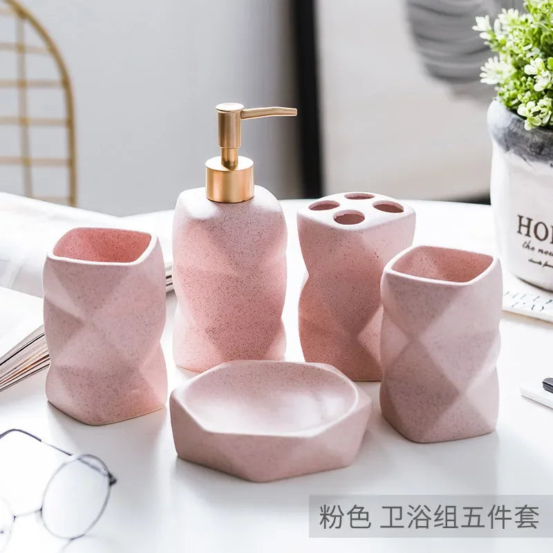 Ceramic Bathroom 4-piece Set Bathroom Supplies Ornaments for Gift Giving Mouthwash Cup Toothbrush Cup Set Toilet Accessories
