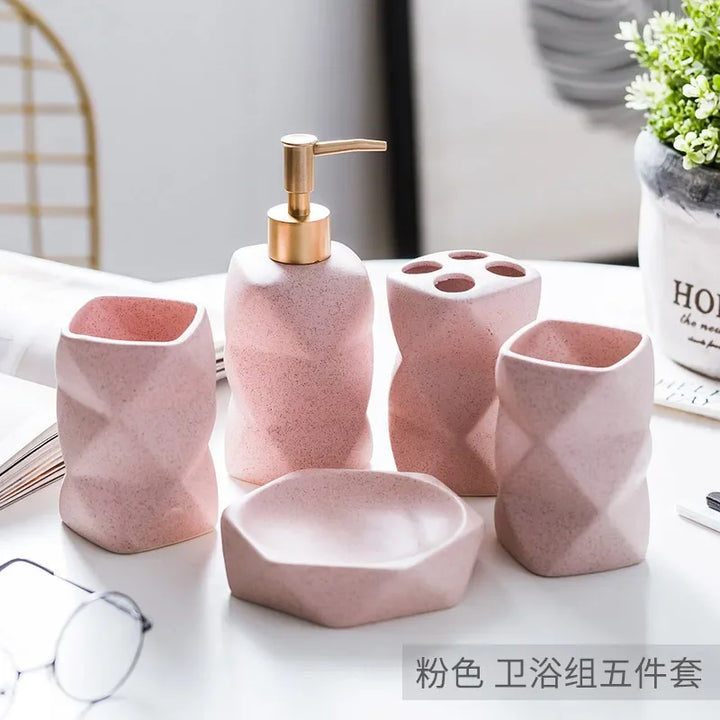 Ceramic Bathroom 4-piece Set Bathroom Supplies Ornaments for Gift Giving Mouthwash Cup Toothbrush Cup Set Toilet Accessories
