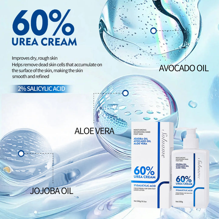 Urea Cream 60% Unisex Whole Body Lotion Moisturizer Hydrates & Nourishes Foot Care for Softening Skin for Dry Cracked Rough Skin