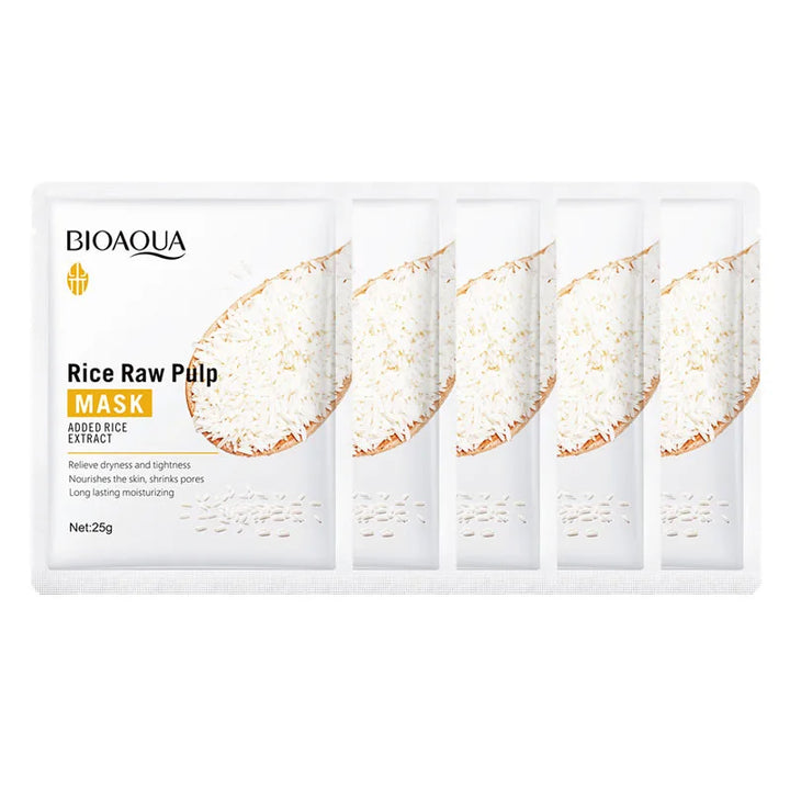 5/10pcs BIOAQUA Rice Raw Pulp Facial Masks Whitening Moisturizing Hydrating Anti-aging Face Mask Sheets Masks Skin Care