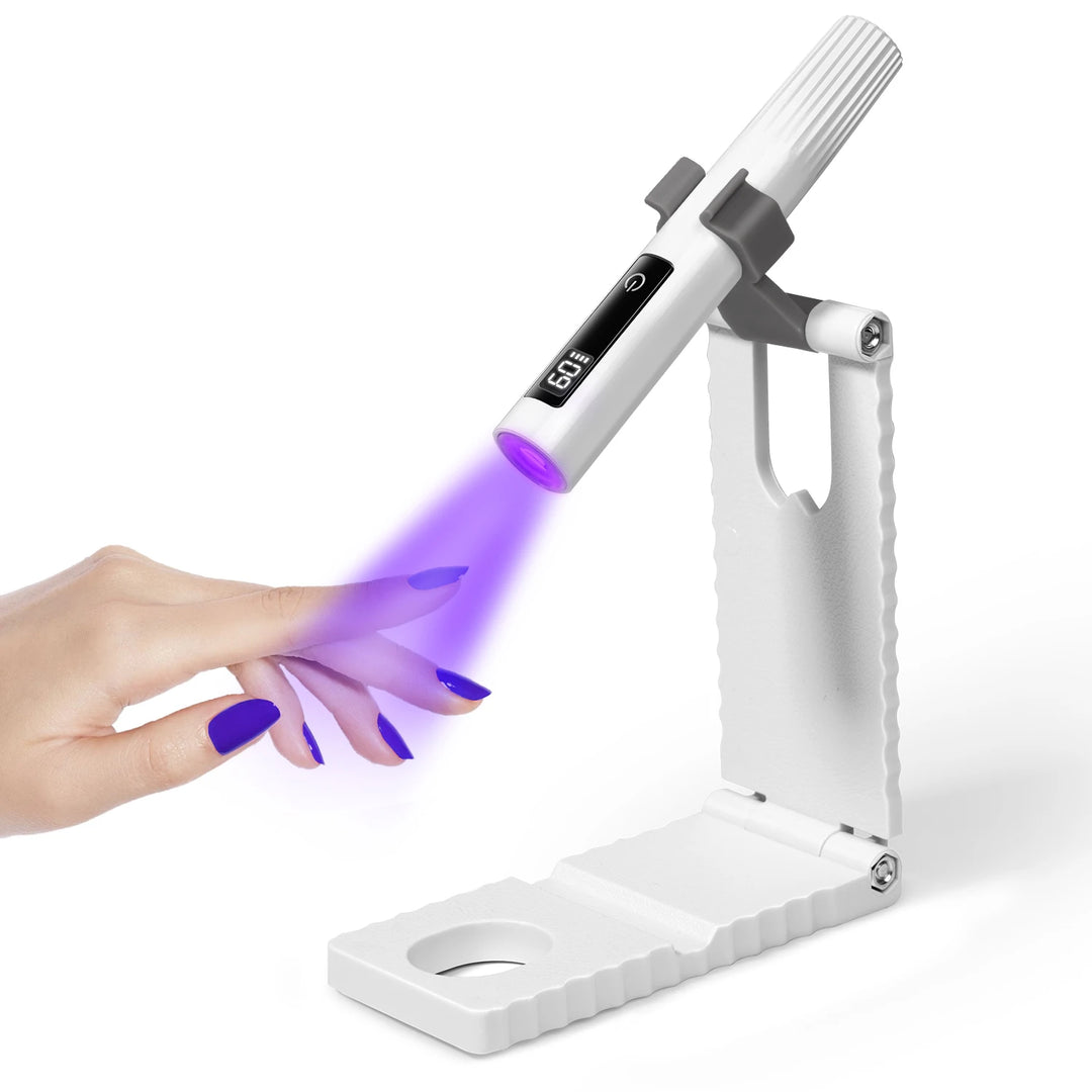Cordless Nail Lamp with Stand Handheld UV Light with LCD Display for Gel Nails Rechargeable USB Nail Dryer for Fast Curing
