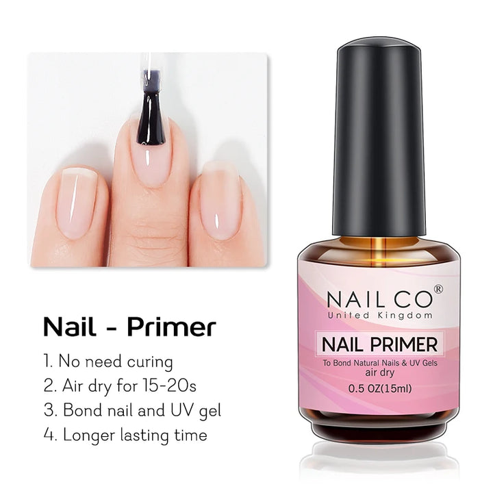 NAILCO 15ml Hema TPO Free No Wipe Top Base Coat Set Art Design Gel Nail Primer Soak Off UV Gel Nail Varnish Nail Remover Gel Kit