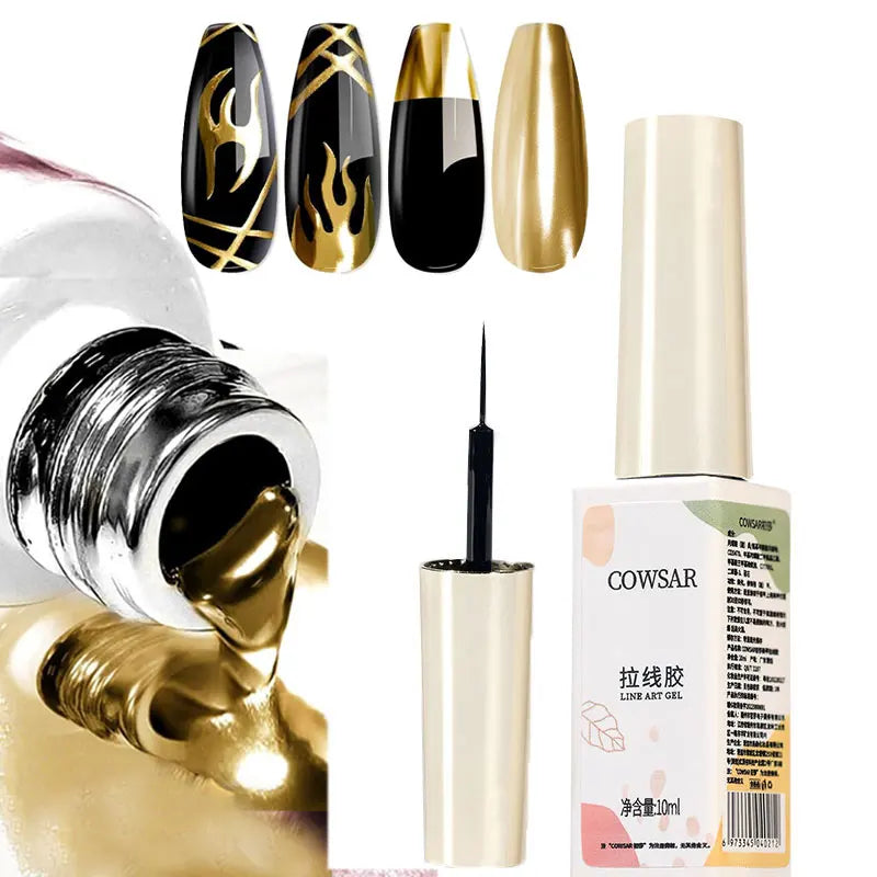 5/7/8ml Super-Bright Metallic Painting Liner Gel Polish Silver/Gold/Rose Mirror Gel Nail Polish Semi Permanent UV Nail Art Verni