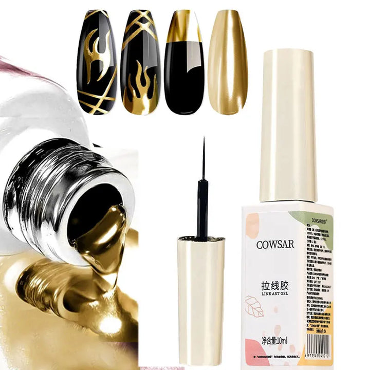 5/7/8ml Super-Bright Metallic Painting Liner Gel Polish Silver/Gold/Rose Mirror Gel Nail Polish Semi Permanent UV Nail Art Verni