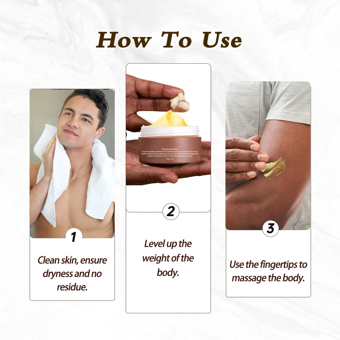 King Body Butter 120g with Shea Butter & Jojoba Oil - 24H Intensive Moisturizing Cream for All Skin Types, Deep Nourishment