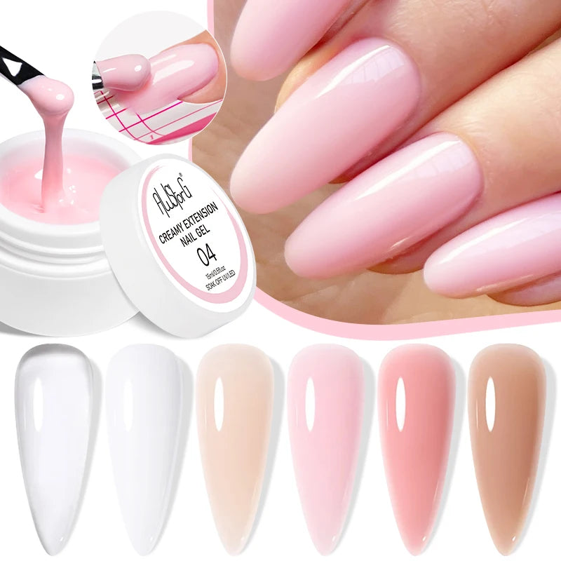 15ml Extension Gel Nail Polish Hard Jelly Build Nail Gum Clear Nude Natural Color French Soak Off UV Construction Gel