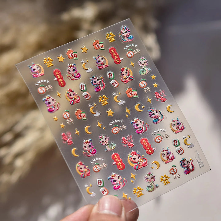 1PCS Crystal Diamond Nail Sticker Mix Pink Swan Flower Frame Butterfly Self Adhesive Nail Art Stickers DIY Cute Decoration Parts