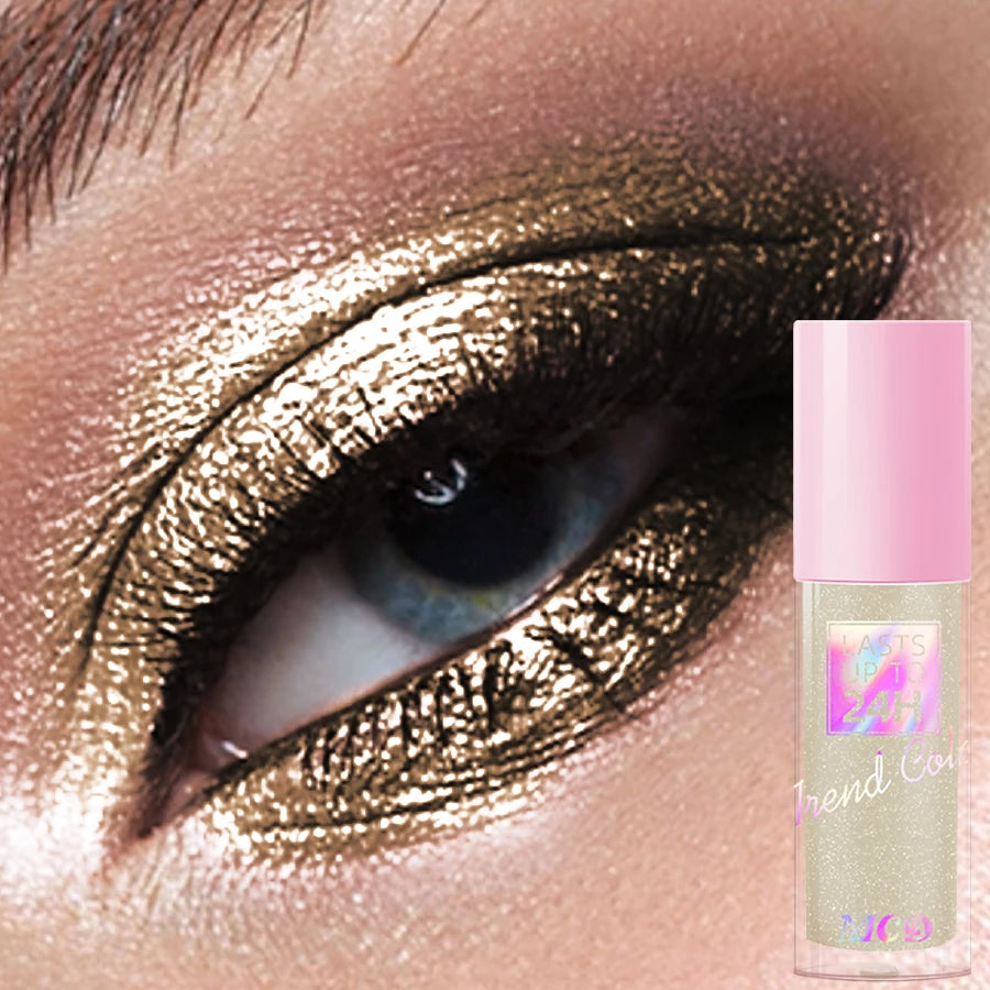1pc Glitter Metallic Waterproof Liquid Eyeshadow Long-Lasting & Smudge-Proof Blue Pink Purple Korean Makeup Eye Shadow Cosmetics