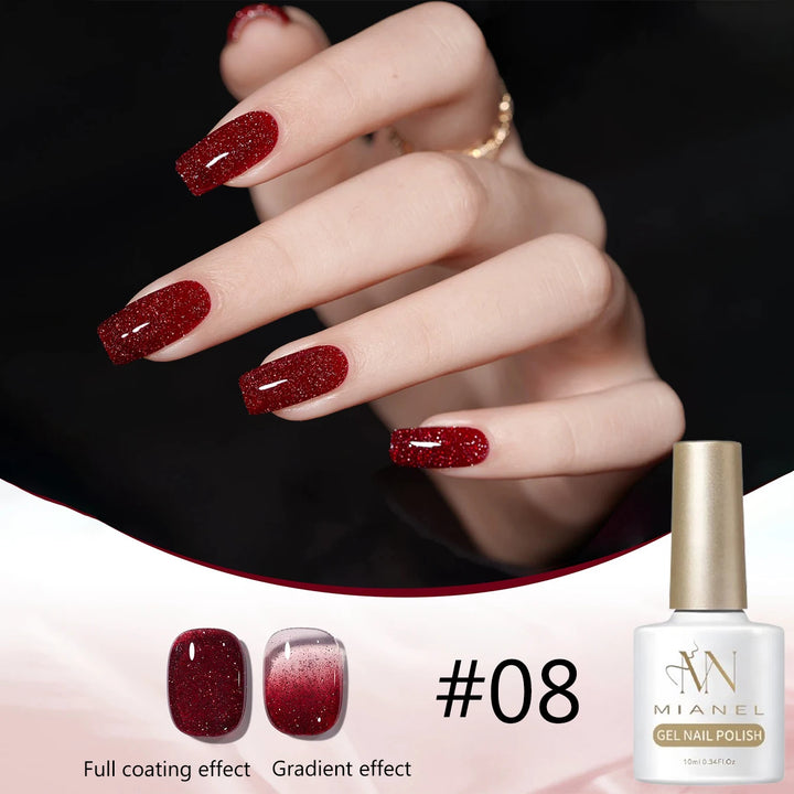 12ML 1-21PCS Autumn Nails Red through half the Sky Cat Eye Nail Glue Halloween New Whitening Glass Bead Cat Eye Nail Polish