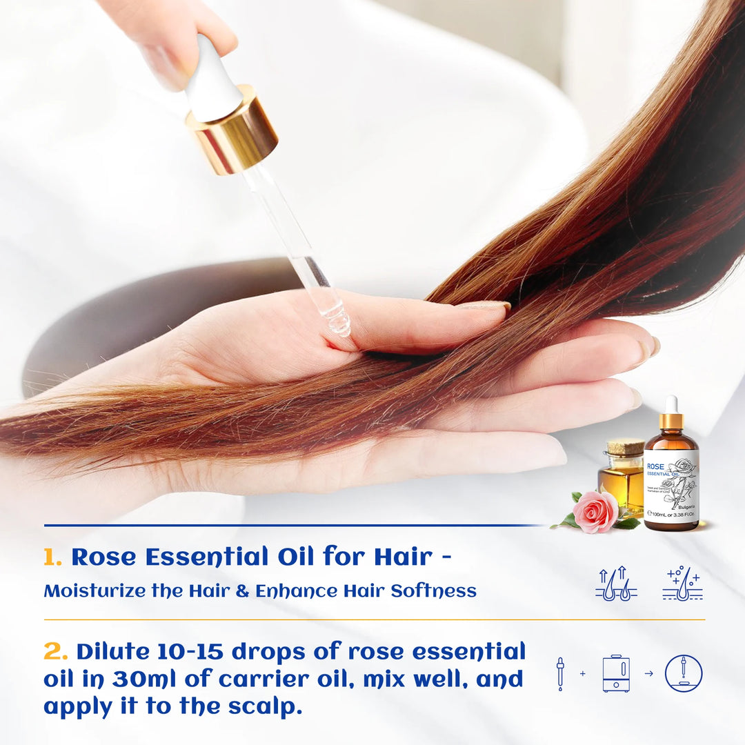 HIQILI Essential Oil Rose Geranium Lavanda Citronela Tea Tree vanille Body Oil Face Skin Care Massage 100ML/3.38fl.oz