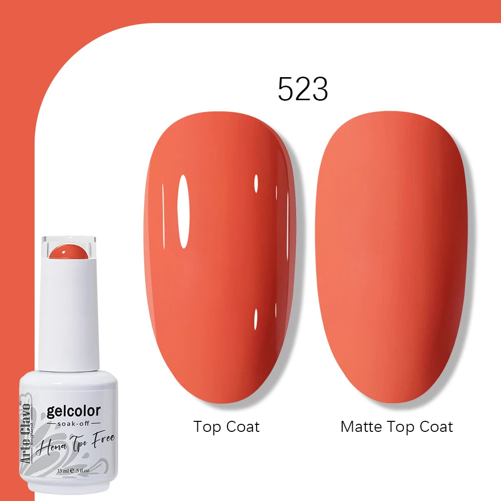 Arte Clavo Solid Color Gel Nail Polish 15ml Soak Off UV LED Gel Semi-Permanent Glitter Polish For Manicure Nail Art Salon Gel
