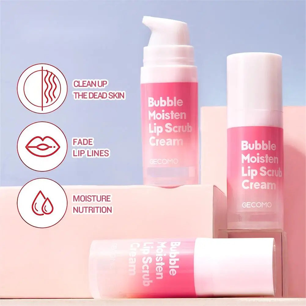 Exfoliating Bubble Moisten Lip Scrub Cream Exfoliating Lip Mask GECOMO Plant Lip Care Scrub for Tender Lips