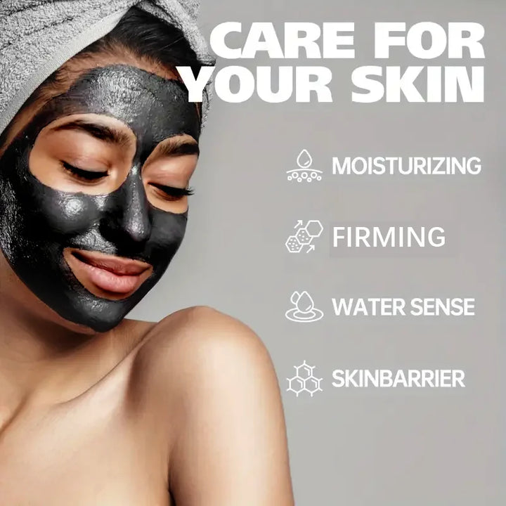 YUITIKUE Black Facial Mask, Indian Clay & Activated Charcoal, Deep Cleansing, Hydrates & Firms Pores, 60g