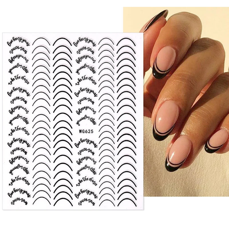 Nail Art Stickers Water Decals Eyes Stripe Nail Art Decorations for Manicure Accessories Press on Nails Foil Stickers and Decals
