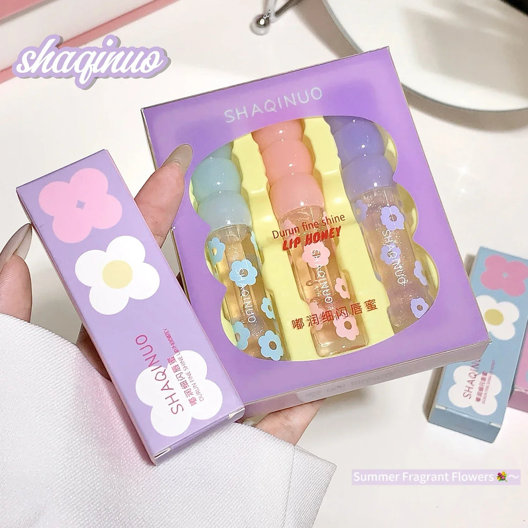 Fine Sparkling Lip Honey Shimmering Transparent Lip Gloss Moisturizing Crystal Jelly Lip Oil Clear Plumper Serum Tint Silicone