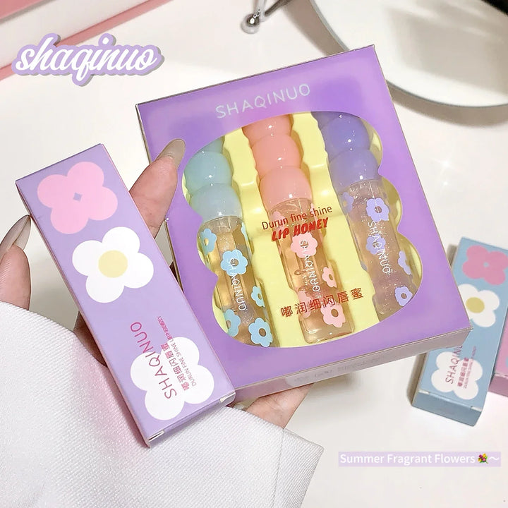 Fine Sparkling Lip Honey Shimmering Transparent Lip Gloss Moisturizing Crystal Jelly Lip Oil Clear Plumper Serum Tint Silicone